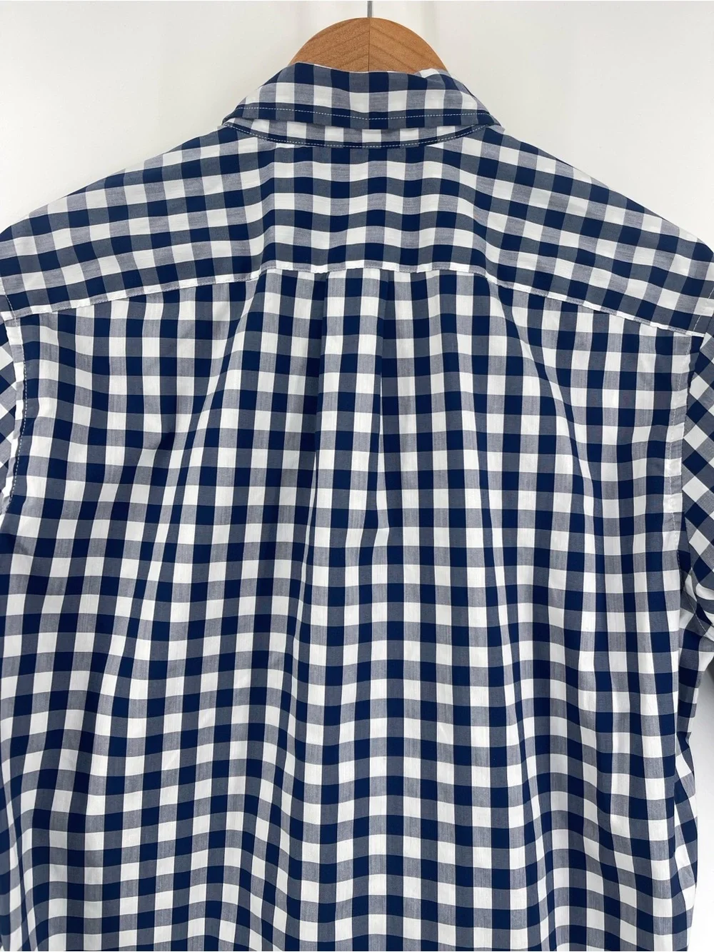 J. Crew Men’s Navy and White Gingham Button-Down Shirt